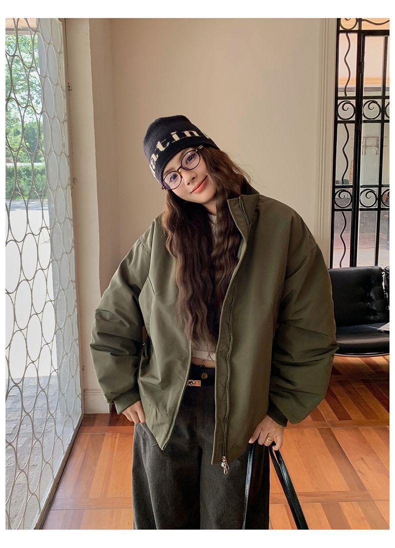 Sherpa Jacket Fleece - Bomber Jackets Puffer Womens Winter Fleece-Lined