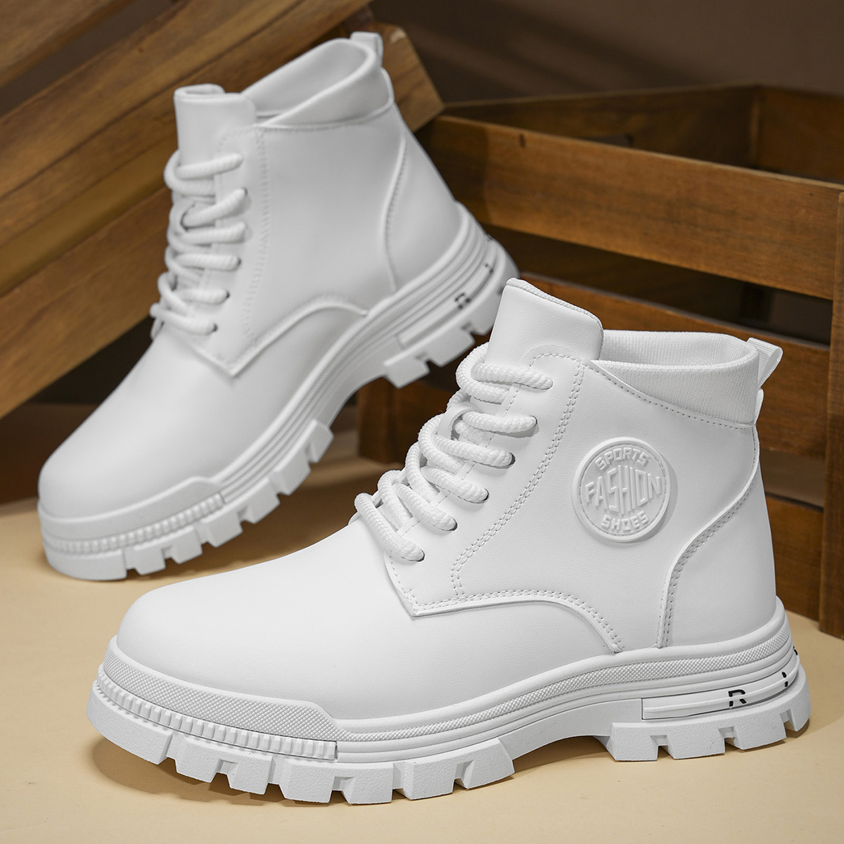 Men'S Fashion Footwear - Men's Fashionable All-Season White Motorcycle Boots