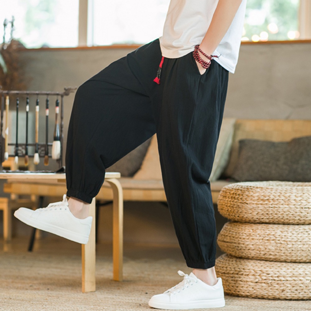 Chino Pants Men - Men's Cotton and Linen Harem Pants