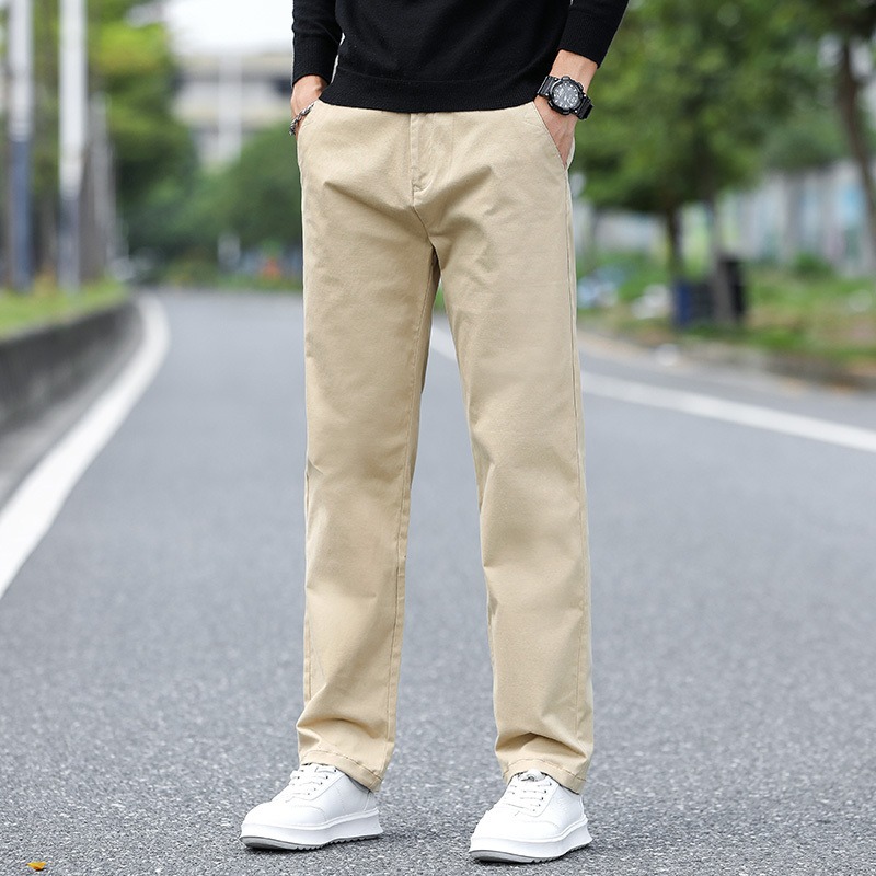 Chino Pants Men - Mens Mid Waist Straight Leg Lightweight
