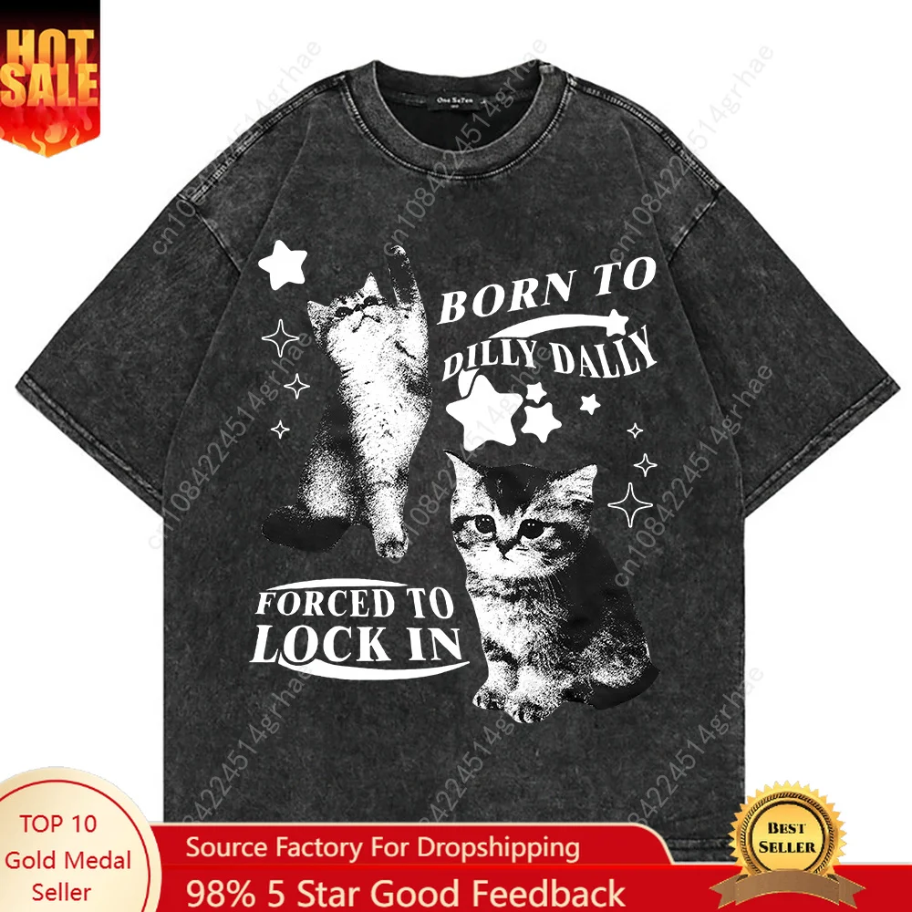 Men'S Fashion Aesthetics - 100% Cotton Vintage Washed Y2k Funny