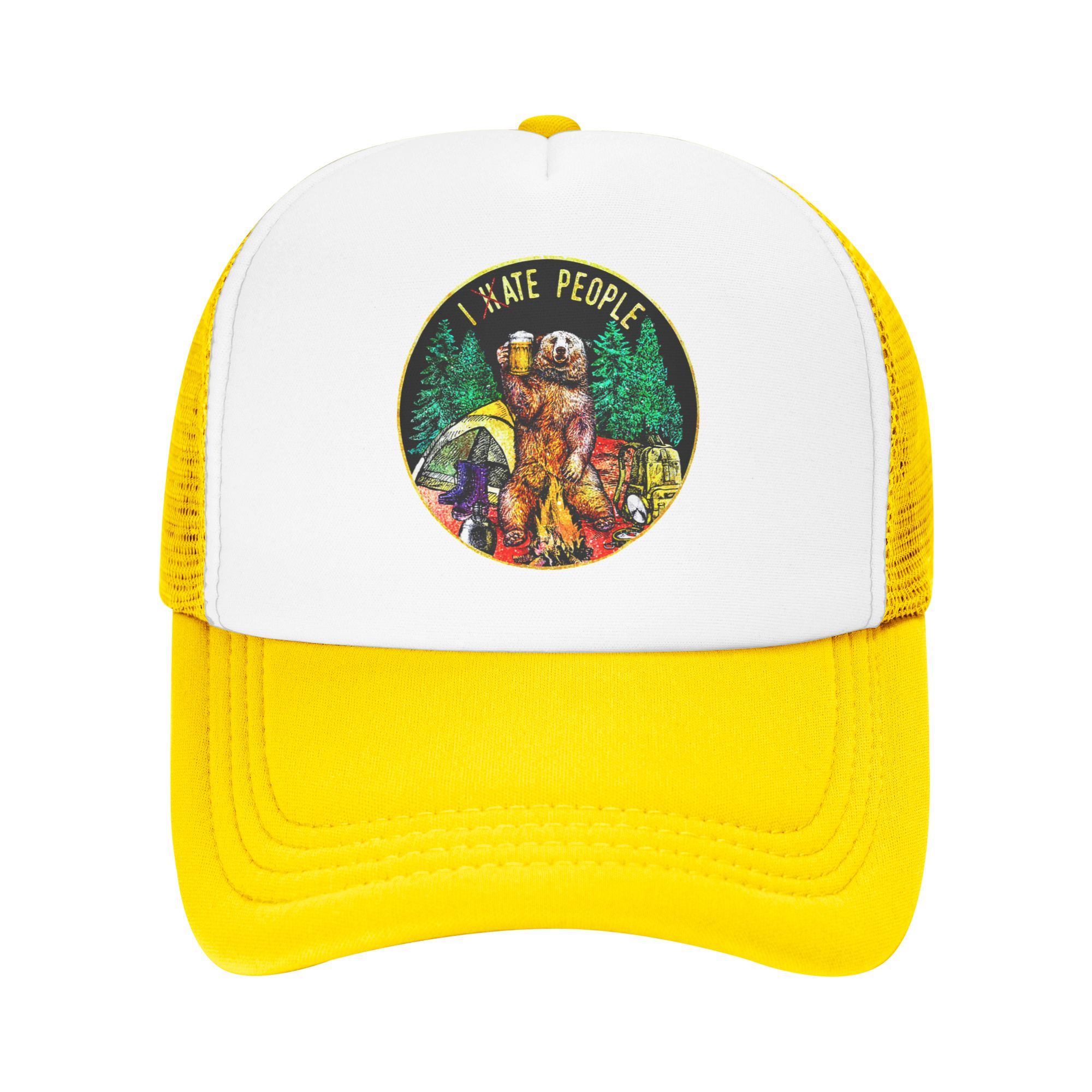 Trucker Hat Cap - I Hate People Bear Camping Baseball
