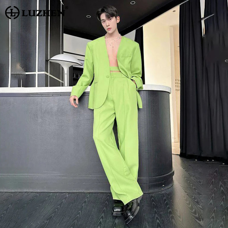 Men'S Fashion Color - LUZHEN 2026 Spring New Solid Color