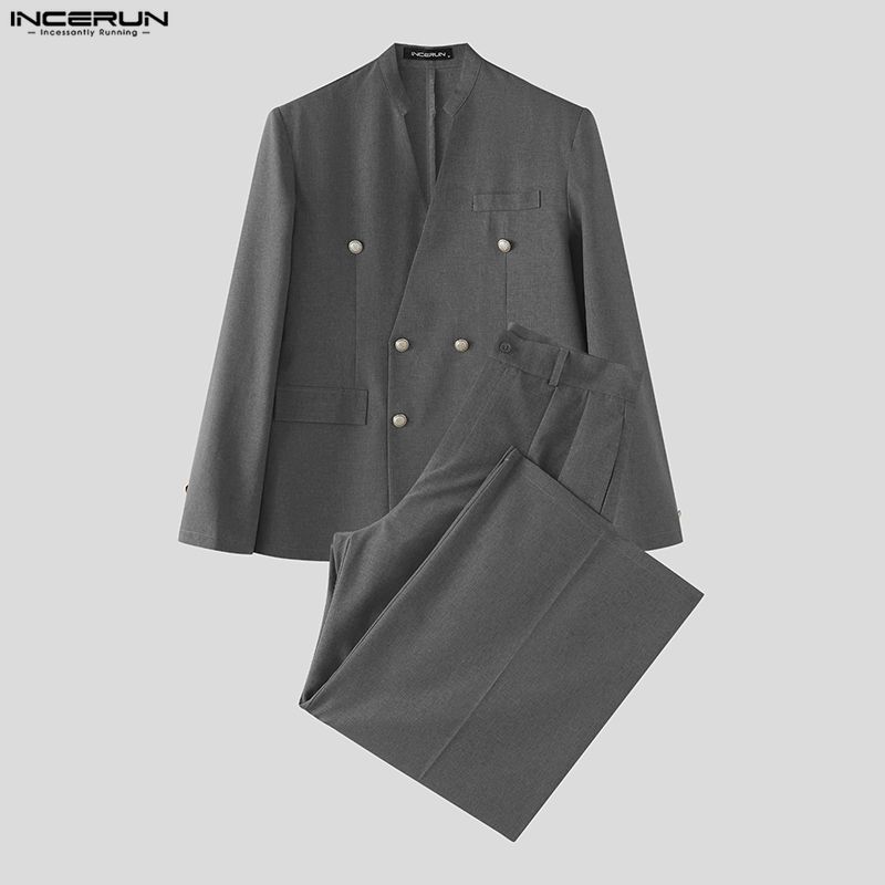 Men'S Fashion Color - INCERUN Men's Sets Solid Color V