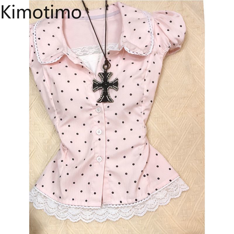 Men'S Fashion Aesthetics - Kimotimo Sweet Polka Dot Short Sleeve