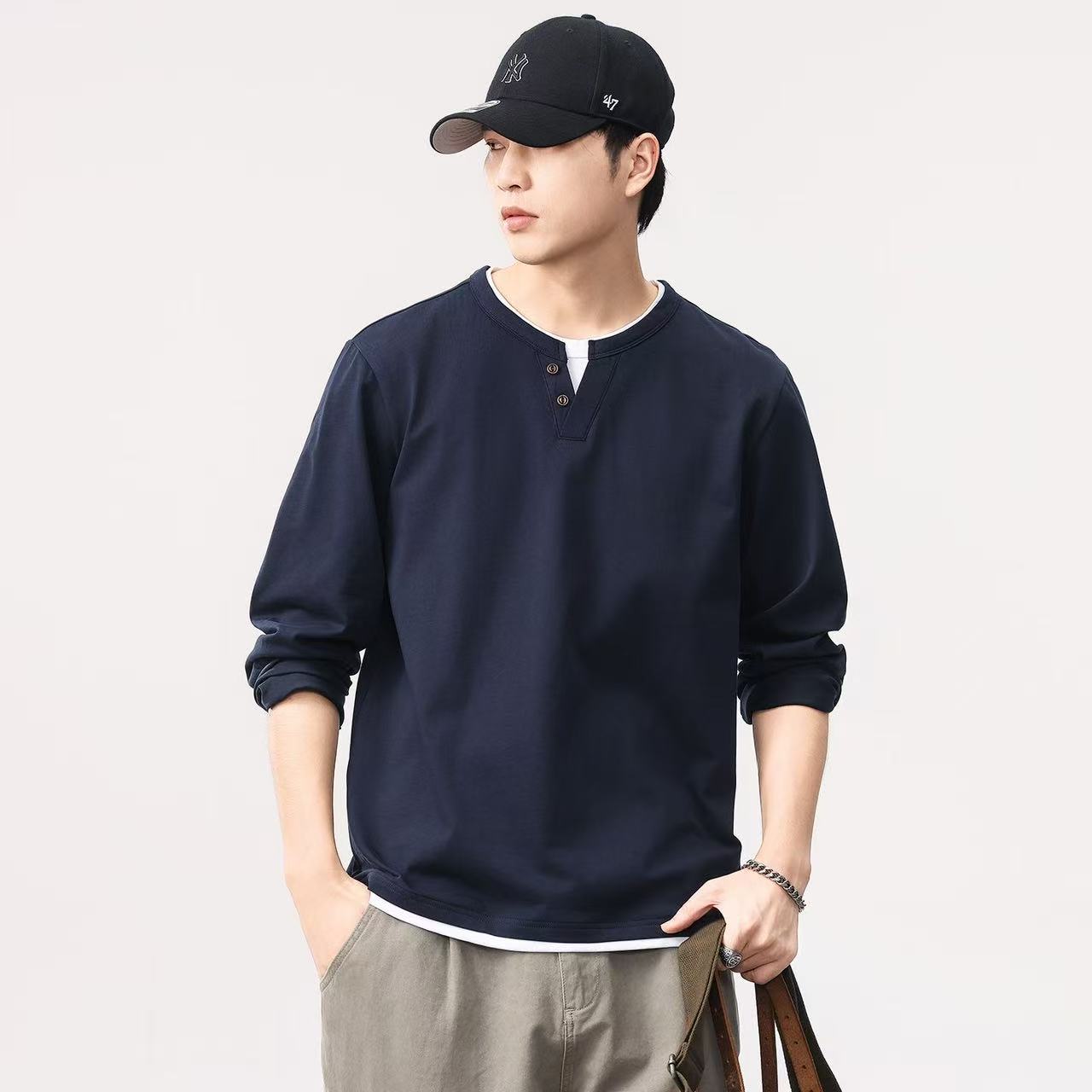 Men'S Fashion Color - New Spring and autumn men long-sleeved