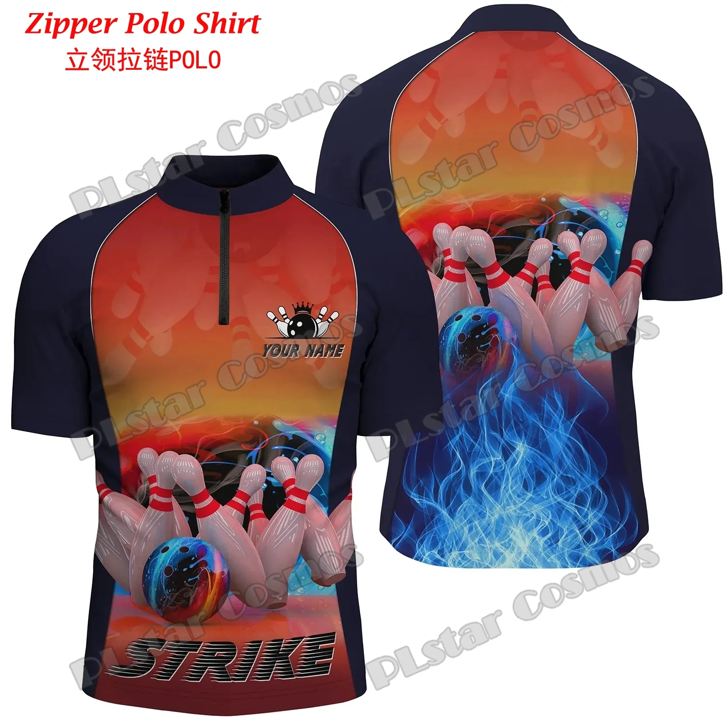 Personalized Red Flame Bowling - Mens Fashion Quarter Zip ulasan dan harga