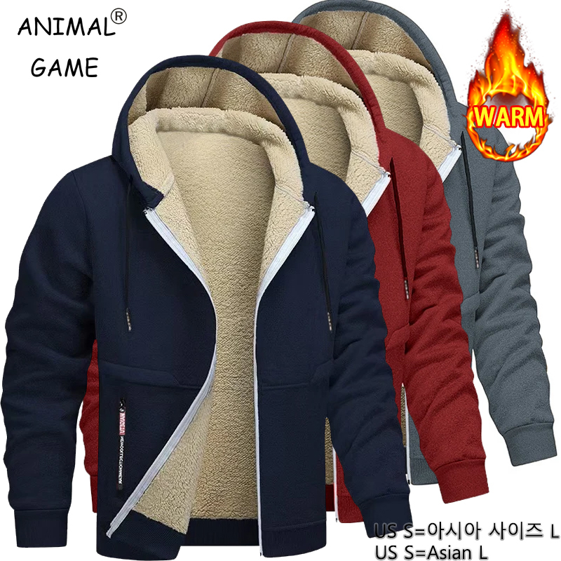 Animal Game Mens Casual Hooded - Sherpa Jacket Fleece ulasan dan harga