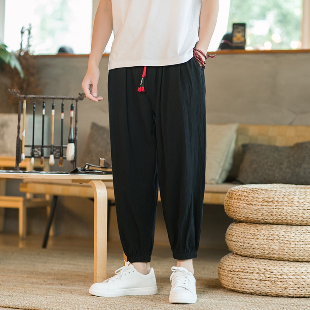 Men's Cotton and Linen Harem P - Chino Pants Men ulasan dan harga