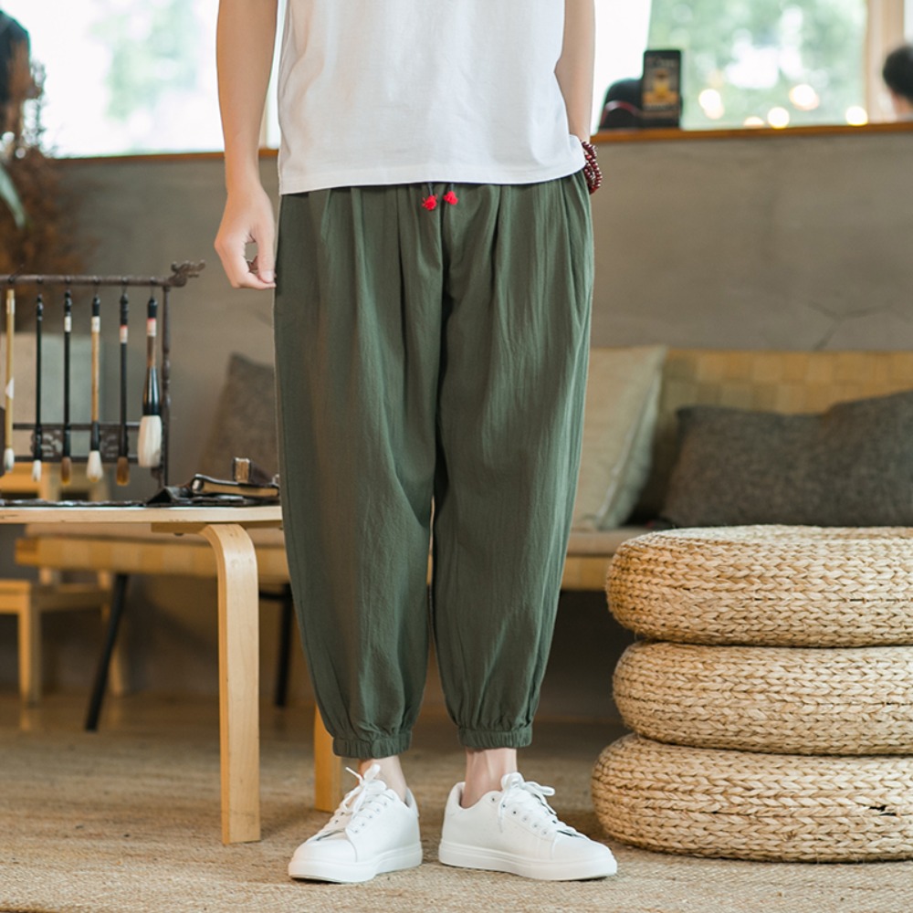 Men's Cotton and Linen Harem P - Chino Pants Men ulasan dan harga