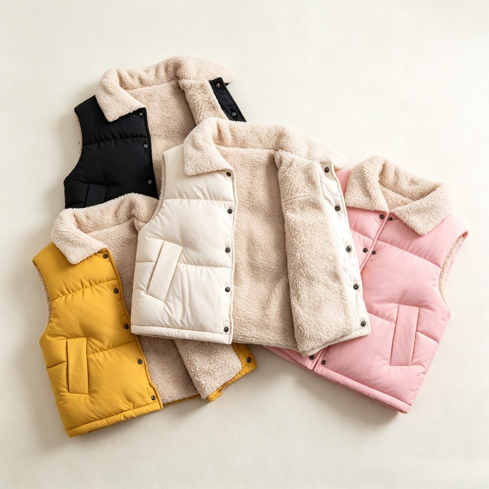 Kids Winter Warm Puffer Vest S - Sherpa Jacket Fleece ulasan dan harga