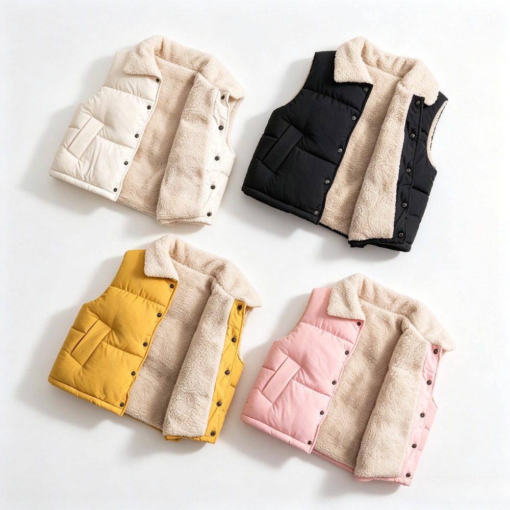 Kids Winter Warm Puffer Vest S - Sherpa Jacket Fleece ulasan dan harga