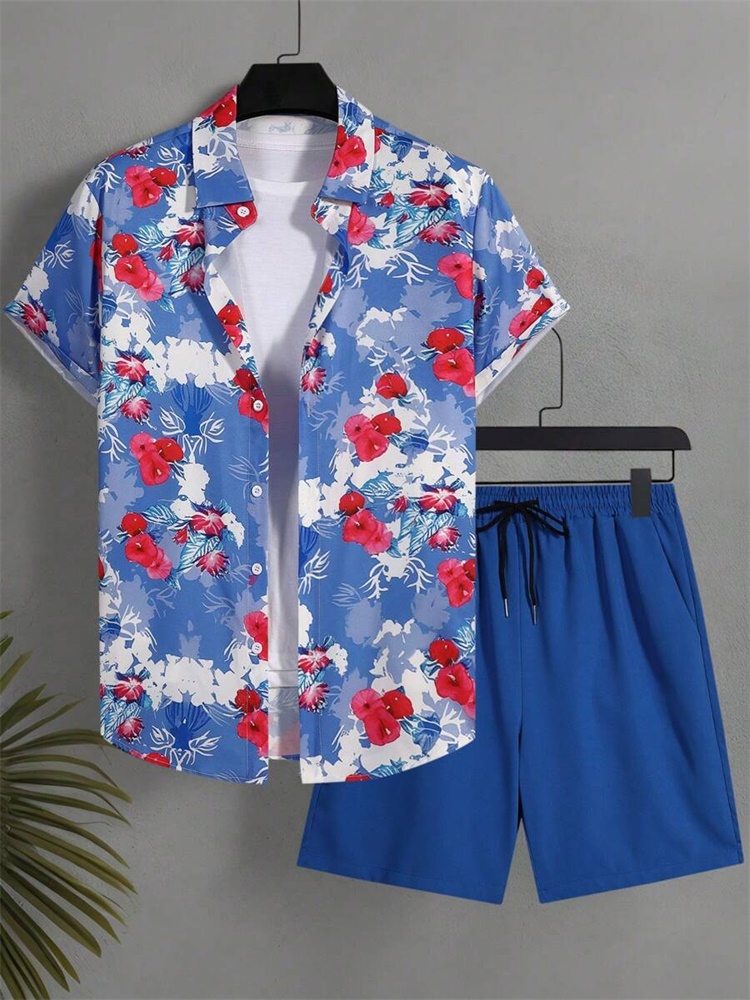 Men's Short-sleeved Shirt Set  - Men'S Fashion Color ulasan dan harga