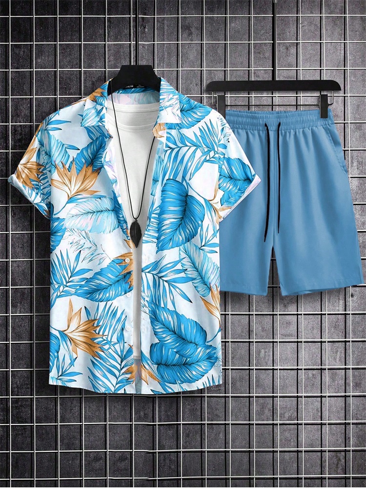 Men's Short-sleeved Shirt Set  - Men'S Fashion Color ulasan dan harga