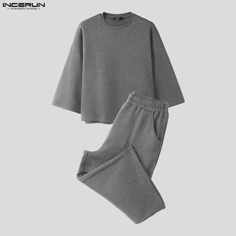 INCERUN Men Sets Solid Color B - Men'S Fashion Color ulasan dan harga