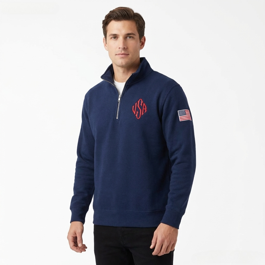 Quarter Zip Sweatshirt Y2K Nav - Mens Fashion Quarter Zip ulasan dan harga