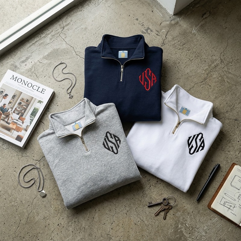 Quarter Zip Sweatshirt Y2K Nav - Mens Fashion Quarter Zip ulasan dan harga