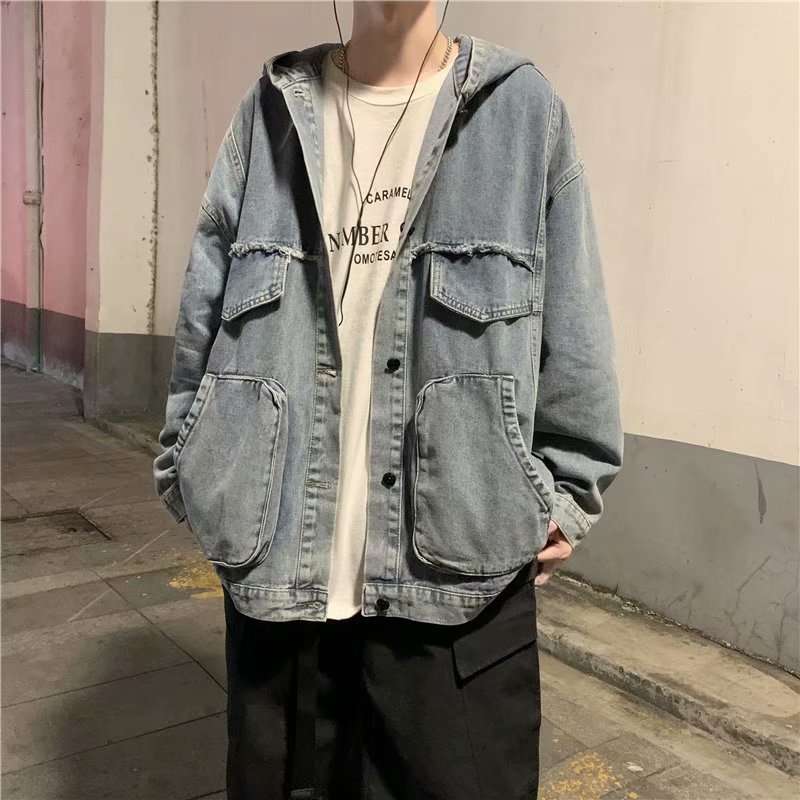 Men Solid Clothing Spring Autu - Mens Fashion Denim Jacket ulasan dan harga