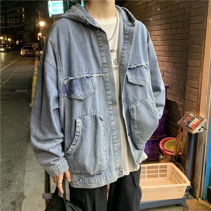 Men Solid Clothing Spring Autu - Mens Fashion Denim Jacket ulasan dan harga