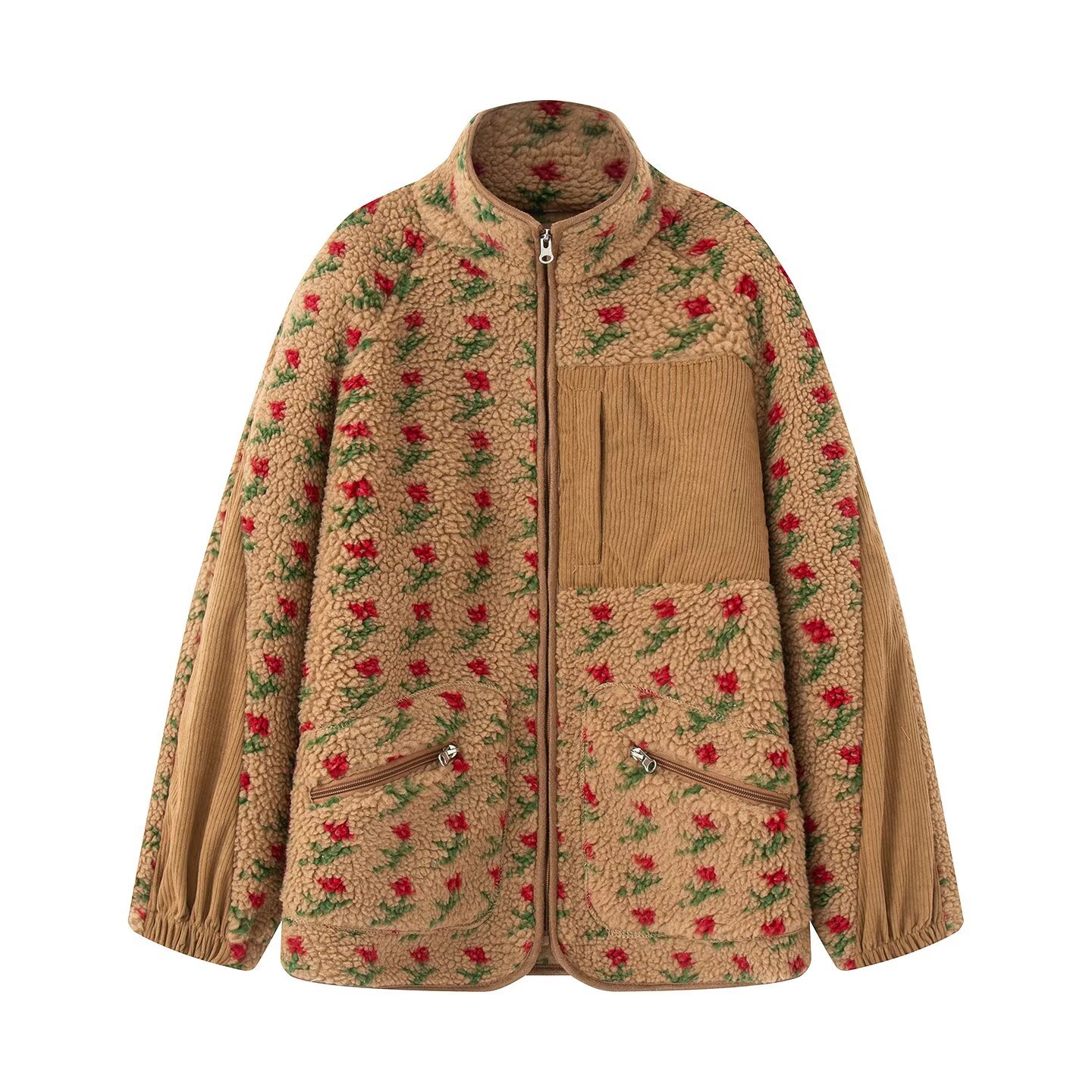 Fashion Floral Jacket For Wome - Sherpa Jacket Fleece ulasan dan harga