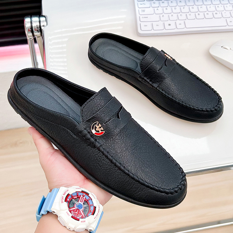 Men Slippers Fashion Leather L - Men'S Fashion Loafers Shoes ulasan dan harga