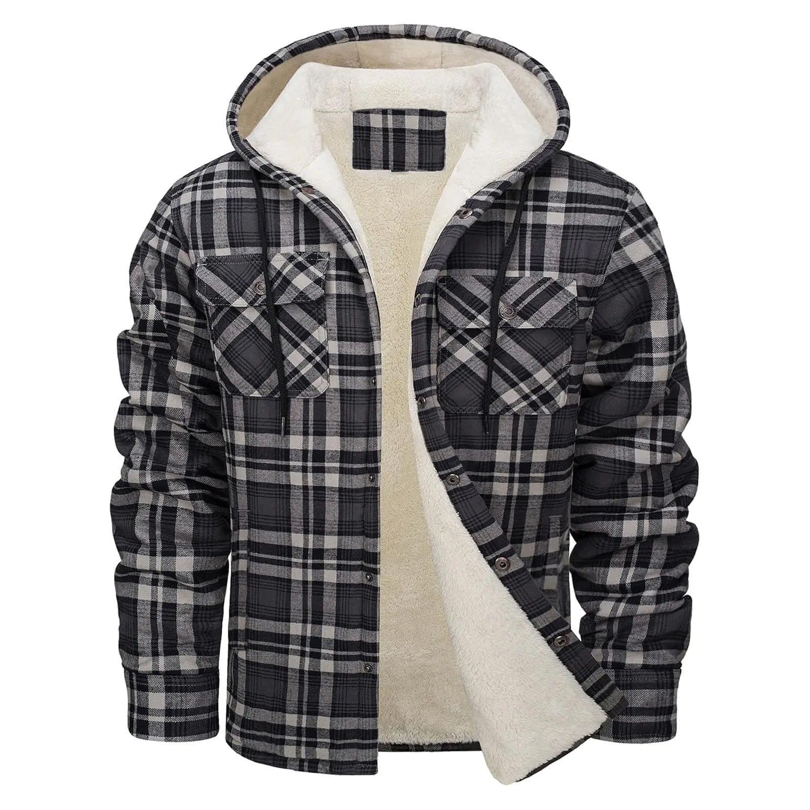 Thick Warm Flannel Hooded Jack - Sherpa Jacket Fleece ulasan dan harga