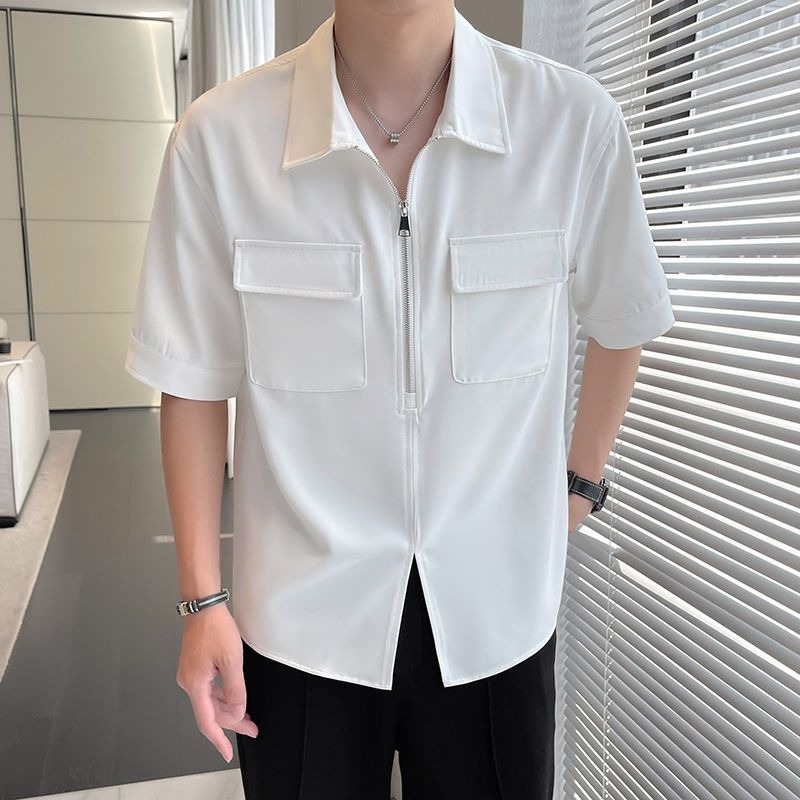 Mens Polo Shirts Korean Fashio - Mens Fashion Quarter Zip ulasan dan harga