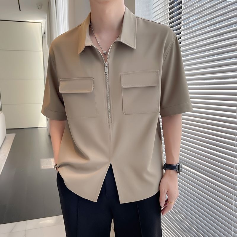 Mens Polo Shirts Korean Fashio - Mens Fashion Quarter Zip ulasan dan harga