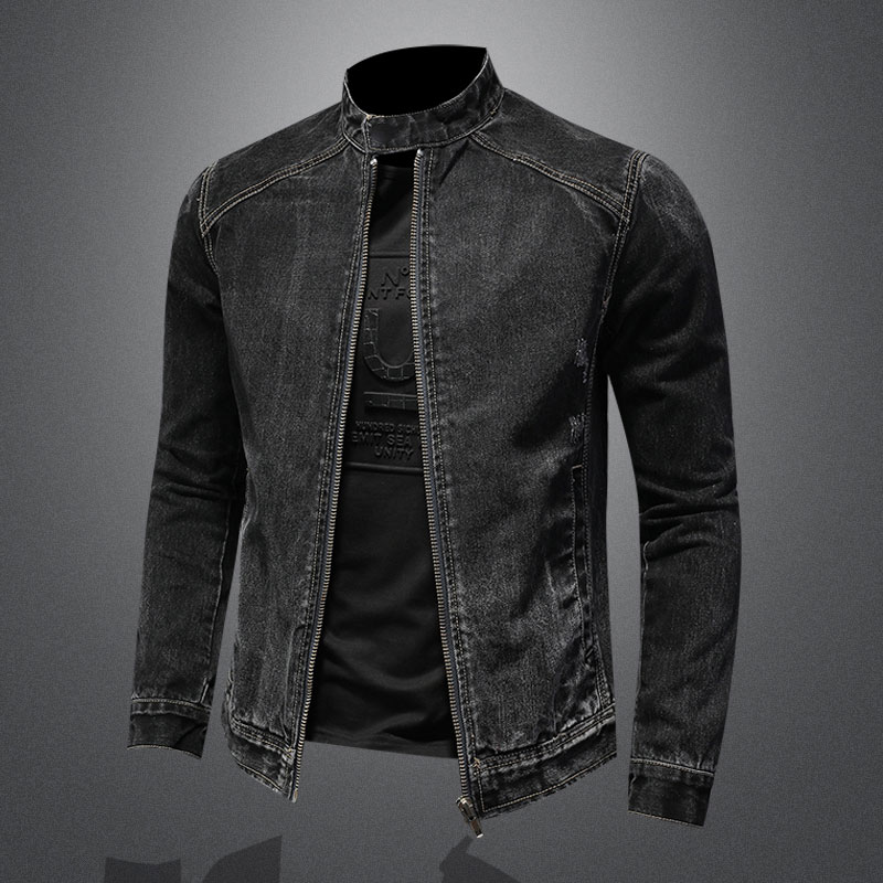 Men Vintage Stand Collar Pilot - Mens Fashion Denim Jacket ulasan dan harga
