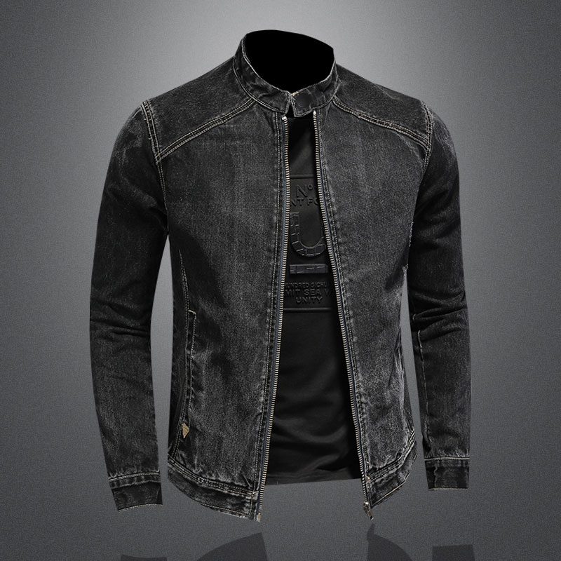 Men Vintage Stand Collar Pilot - Mens Fashion Denim Jacket ulasan dan harga