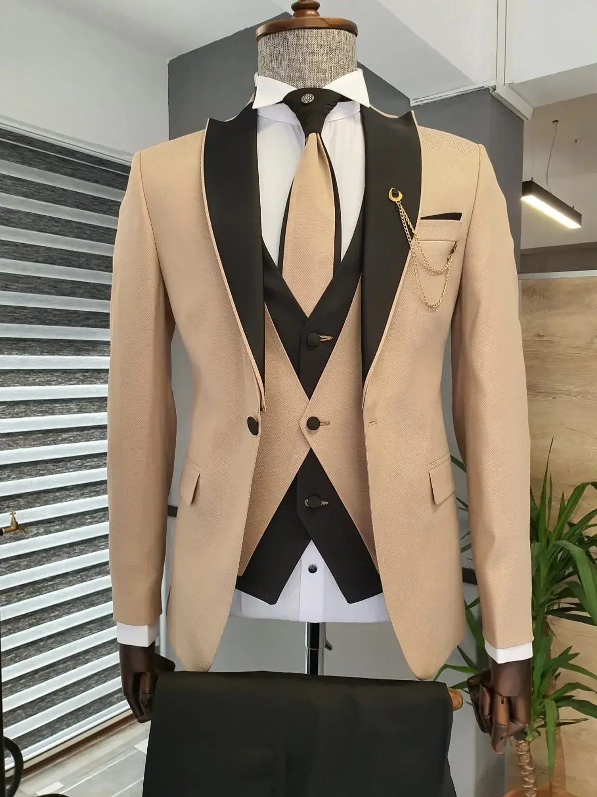 champagne Jacket Black Pant En - Slim Fit Blazer Men ulasan dan harga