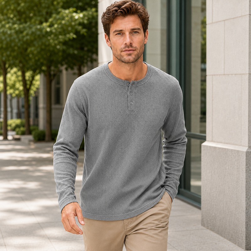 Men's Simple Fashion Long‑Slee - Men'S Fashion Color ulasan dan harga