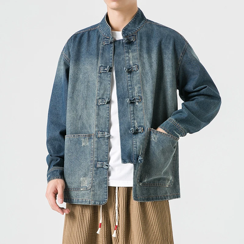 Chinese Style Denim Jacket Men - Mens Fashion Denim Jacket ulasan dan harga
