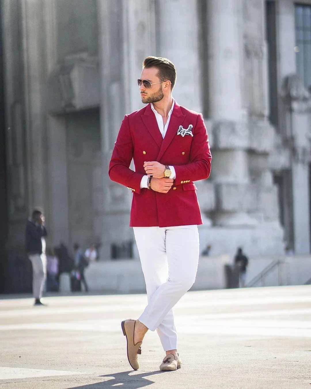 Red Jacket White Pant Double B - Slim Fit Blazer Men ulasan dan harga