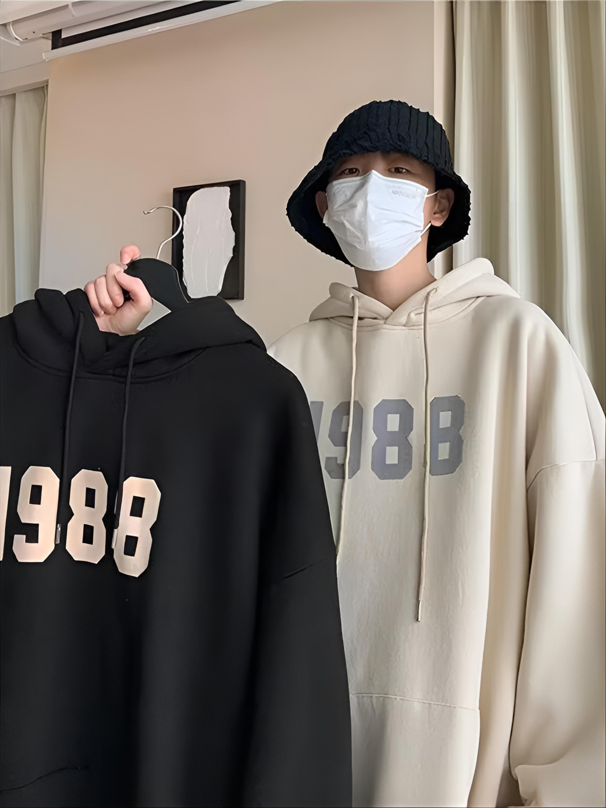 Mens With Hat Hoodies Printed  - Mens Fashion Quarter Zip ulasan dan harga