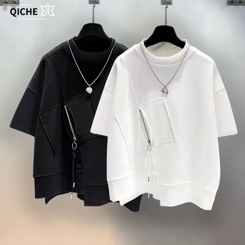 QICHE Men Pocket Zip Splicing  - Mens Fashion Quarter Zip ulasan dan harga