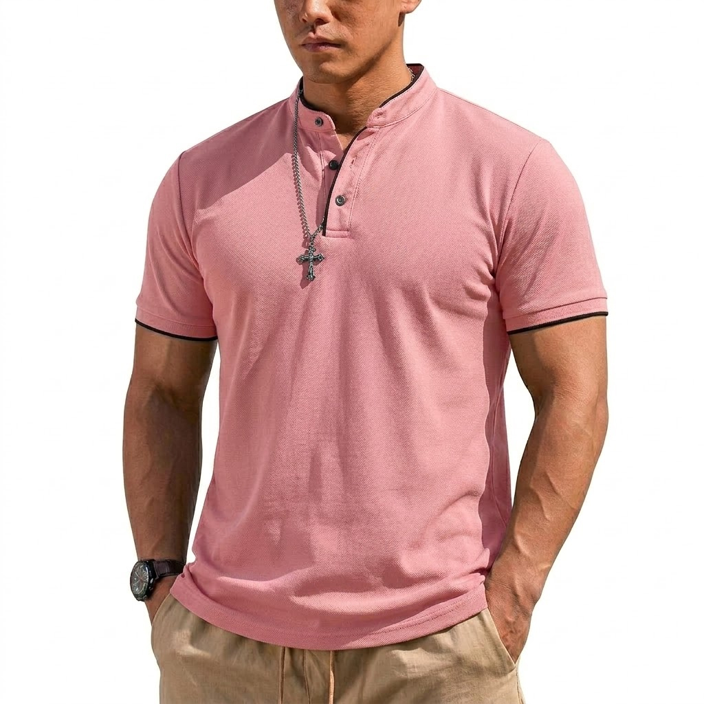 Summer Short Sleeve Henley Shi - Men'S Fashion Polo Shirt ulasan dan harga