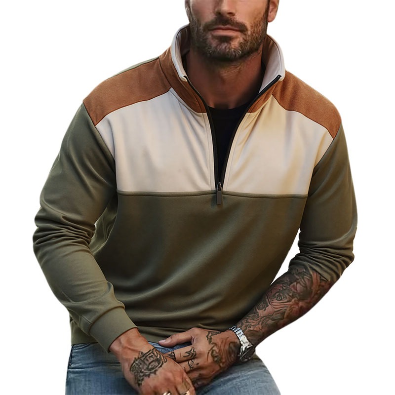 UETEEY Men's Quarter Zip Patch - Mens Fashion Quarter Zip ulasan dan harga