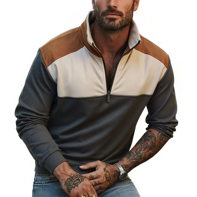 UETEEY Men's Quarter Zip Patch - Mens Fashion Quarter Zip ulasan dan harga