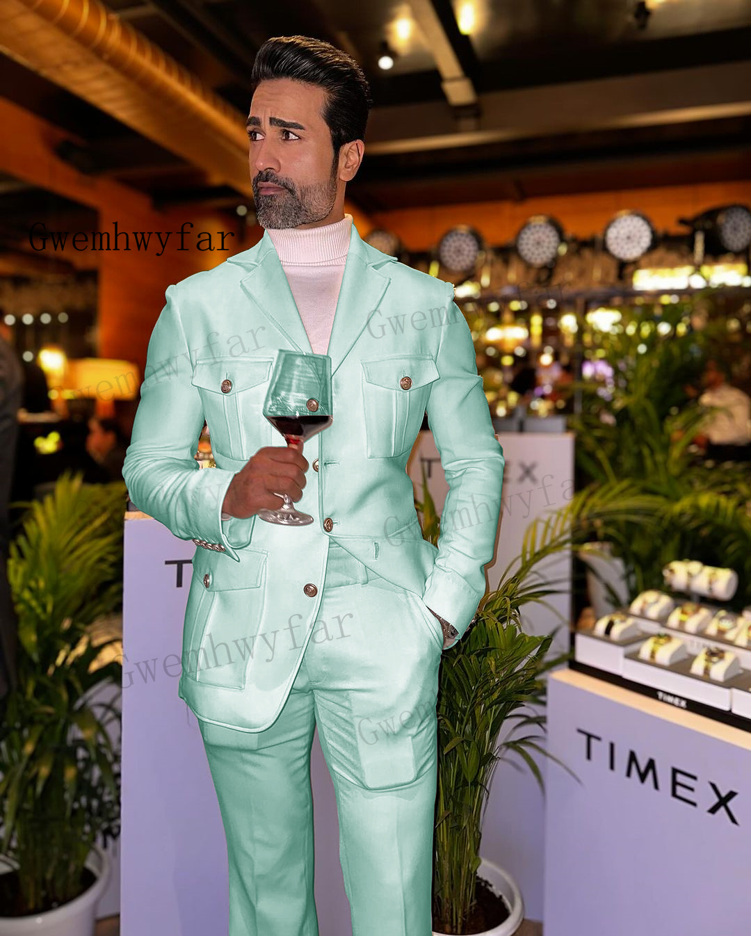 Gwenhwyfar Mint Green Affrica  - Slim Fit Blazer Men ulasan dan harga