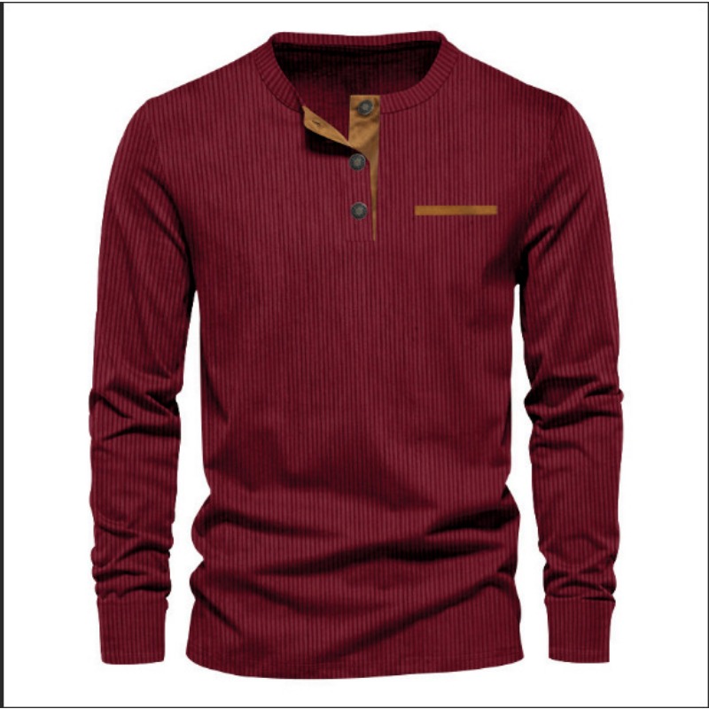 Men's Corduroy Henley Neck Lon - Men'S Fashion Looks ulasan dan harga