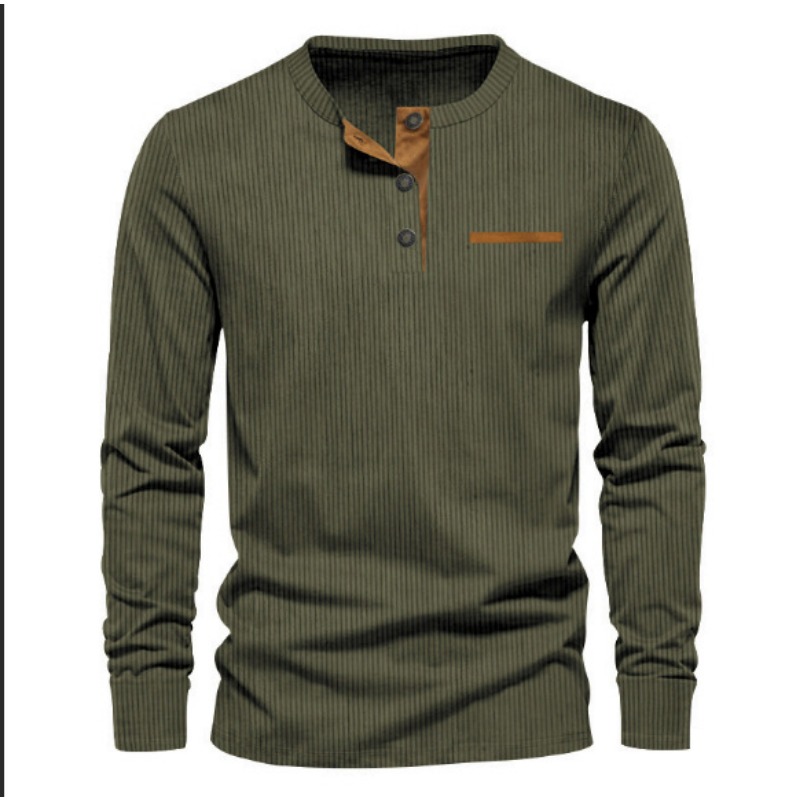 Men's Corduroy Henley Neck Lon - Men'S Fashion Looks ulasan dan harga