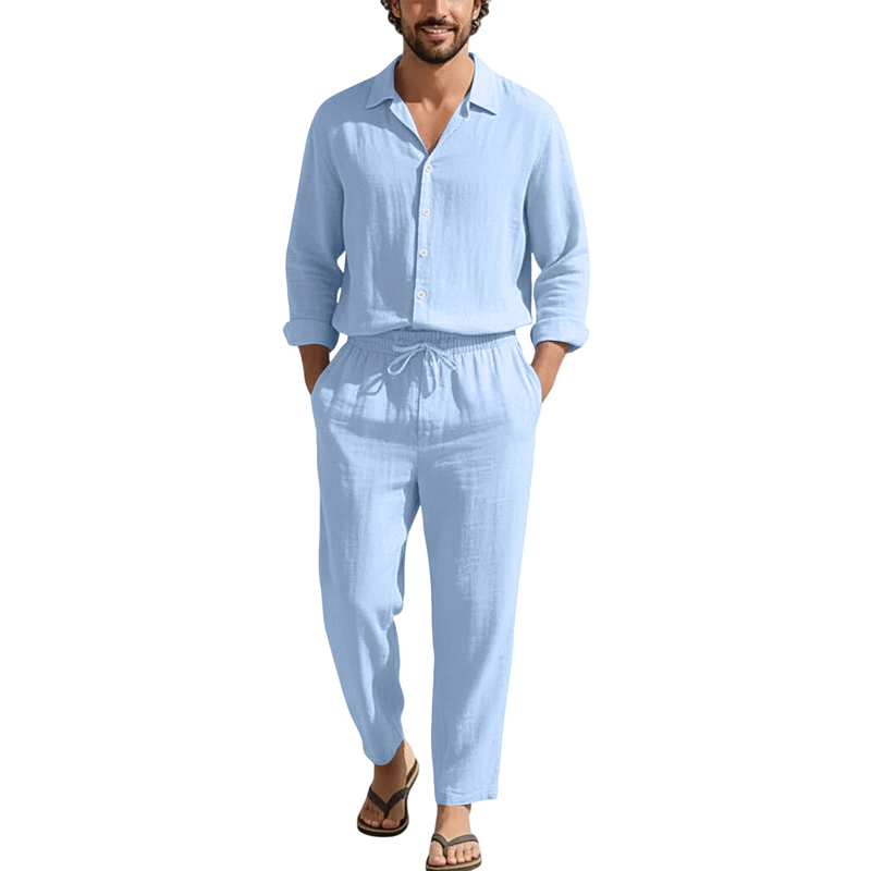 Spring Summer Linen Casual Set - Men'S Fashion Color ulasan dan harga