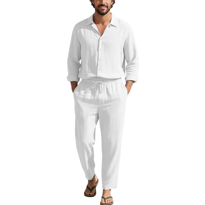 Spring Summer Linen Casual Set - Men'S Fashion Color ulasan dan harga