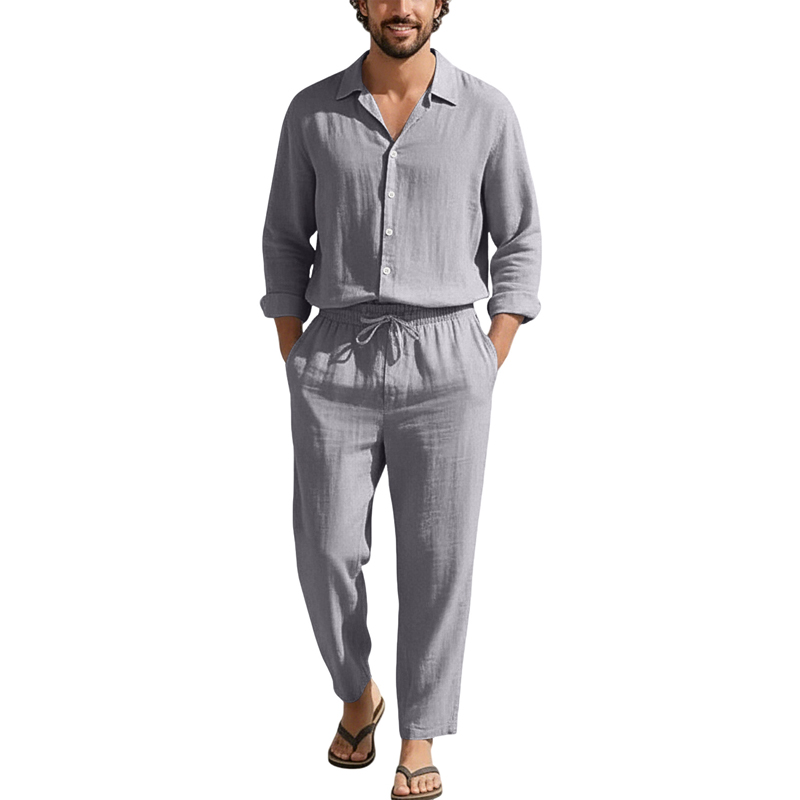 Spring Summer Linen Casual Set - Men'S Fashion Color ulasan dan harga