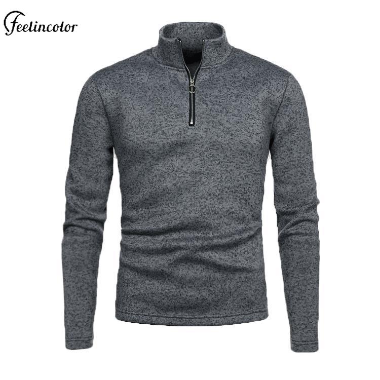 Men Heathered Gray Quarter Zip - Mens Fashion Quarter Zip ulasan dan harga